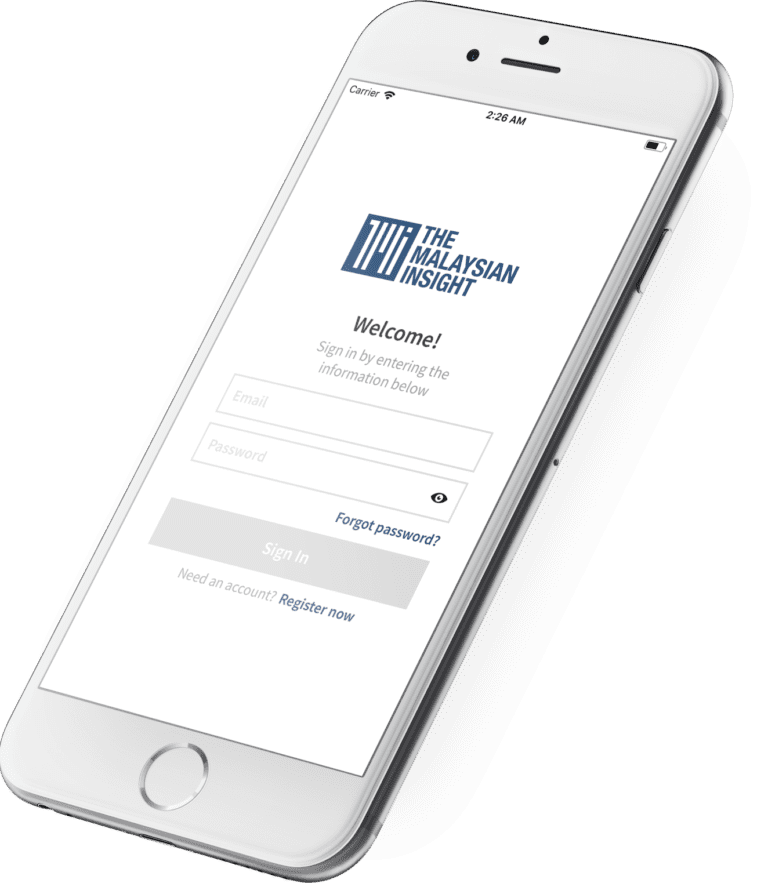 The Malaysian Insight Mobile App Developed by Upstack Studio showcasing the sign in screen