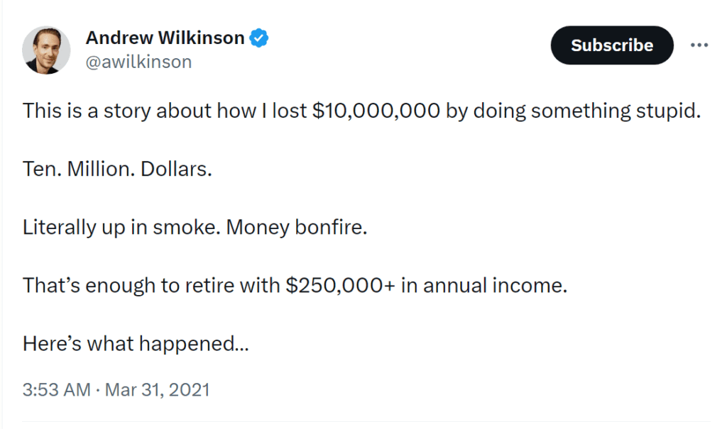 andrew wilkinson tweets sharing flow stories