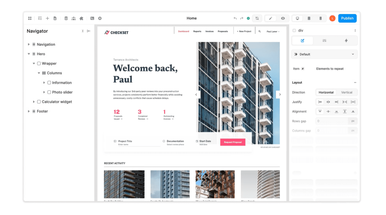 Top 7 No Code App Builders weweb homepage