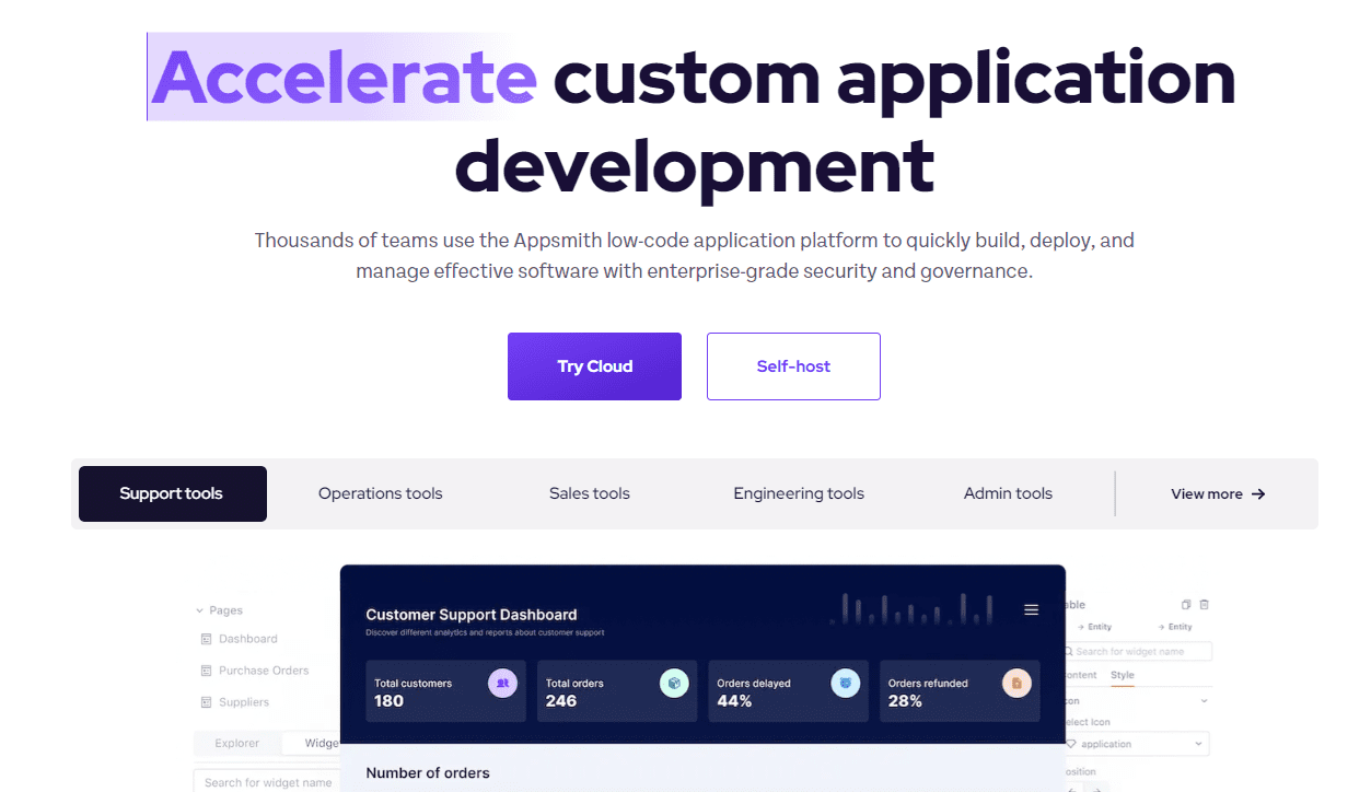 Top 7 No Code App Builders appsmith homepage