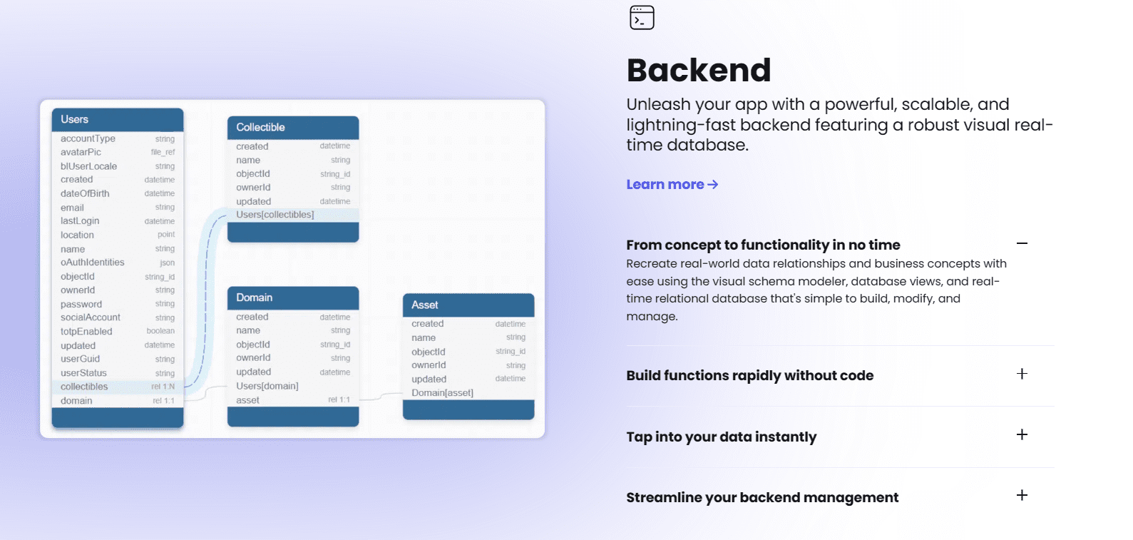 backendless homepage to show how to create backend for an app without code