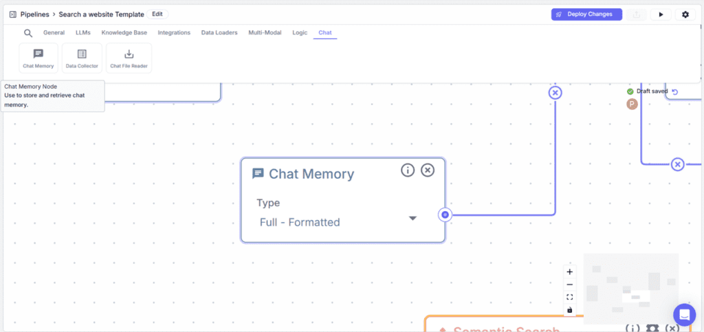 add chat memory node for llm conversion