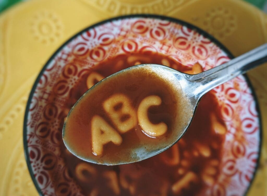 alphabet soup with ABC to show ease of simple ideas