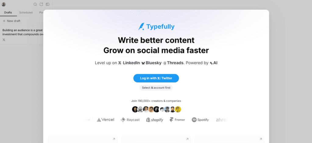 showign typefully not allowing users to test it without signing in