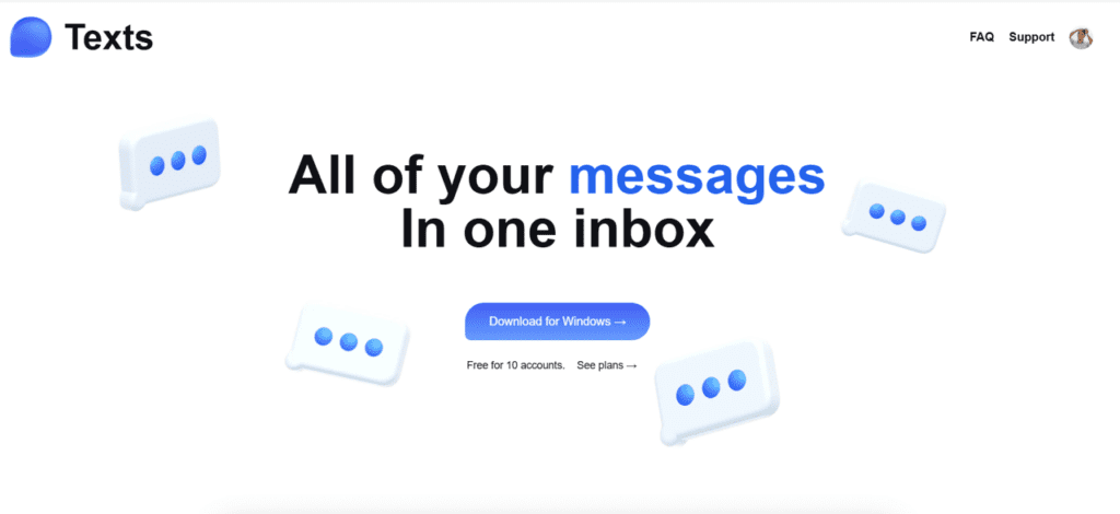 texts combining all messaging apps into one dsahboard