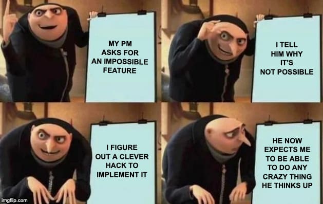 meme about client asking for sudden new feature