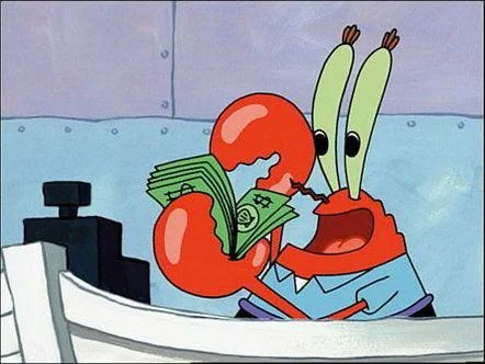 cartoon character holding lots of money as a humorous reference to ai automation significantly reduing costs for businesses