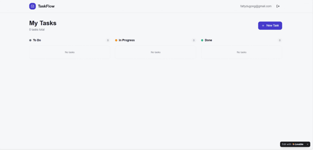 screenshot of vibe coded app on lovable